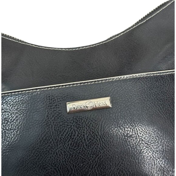 Duck Head Vintage Black White Leather Small Handbag w Feet One Size - Picture 3 of 9